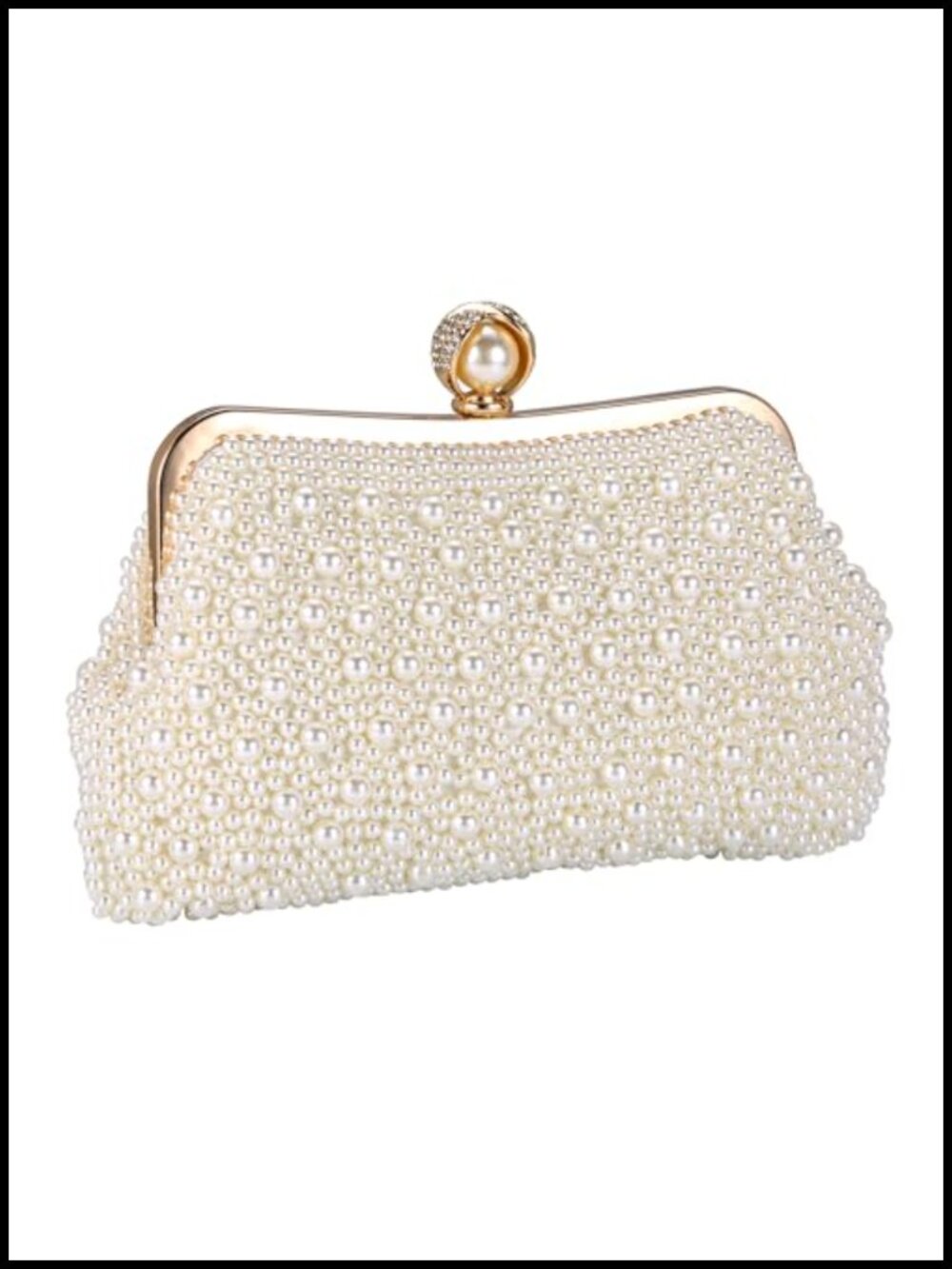 Handmade Faux Pearl Clutch Evening Purse with Detachable Straps